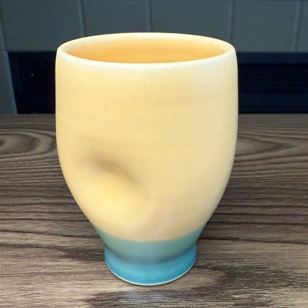 One Acre 8oz Stoneware Clay Thumb Cup - Yellow/Geeen